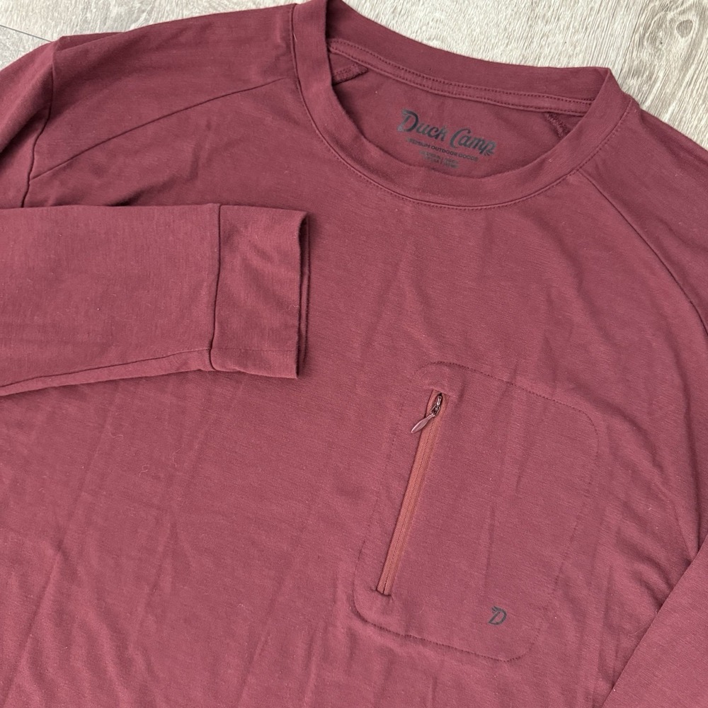 Duck Camp Performance Bamboo Lightweight Long Sleeve Shirt Men's L Maroon Red